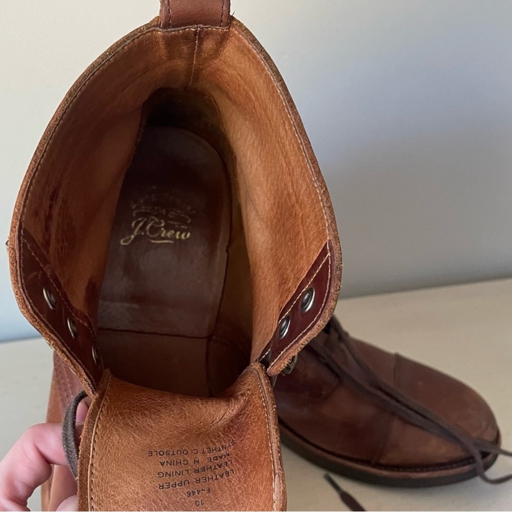 J. Crew Kenton Brown Tobacco Leather Cap Toe Men's Boots - Picture 12 of 13